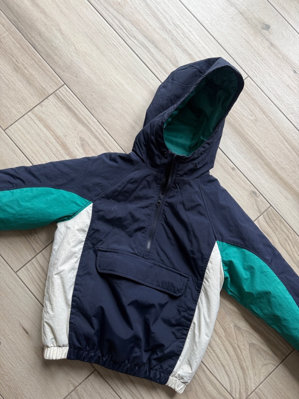 Kids’ Retro Colorblock Hooded Anorak Jacket - Navy, Teal, White